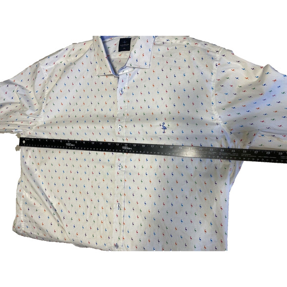 Tailorbyrd Shirt Mens XXL White Flamingo AOP Button Up Flip Cuff Office Party - Picture 10 of 13